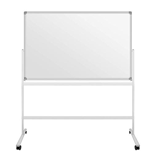 S SIENOC Mobile Whiteboard Magnetwand mit Alurahmen Magnetisch Whiteboard und Magnettafel Weiß lackiert WhiteBoard + Ständer Einstellbar drehbar (110x80cm) von S SIENOC