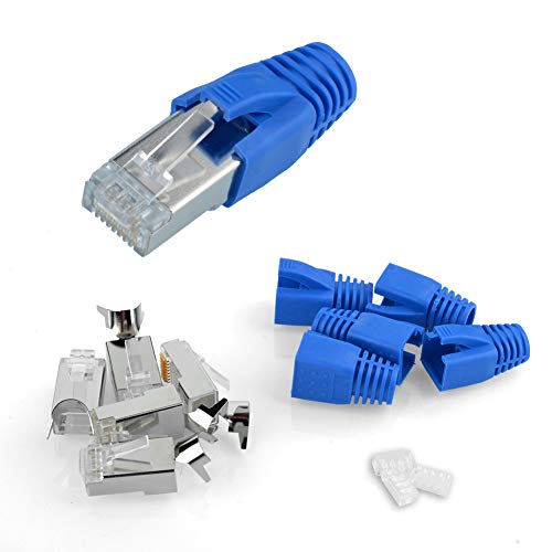 S SIENOC RJ45-Netzwerkstecker Cat7A Cat7 CAT6A 10 GBit LAN-geschirmte modulare Stecker mit Knickschutztüllen (5 Stück) von S SIENOC