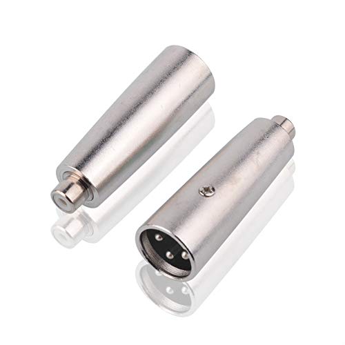 S SIENOC Vernickelt-Plated XLR (M) auf RCA (F) Adapter, XLR Stecker auf RCA Female Connector Metal Silber (XLR (M) - RCA (F), 2 Stück) von S SIENOC