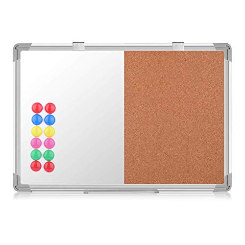 S SIENOC Whiteboard Kombinations notizbrett Pinnwand Magnetwand mit Alurahmen Magnetisch Whiteboard und Magnettafel Weiß lackiert 70x50cm von S SIENOC