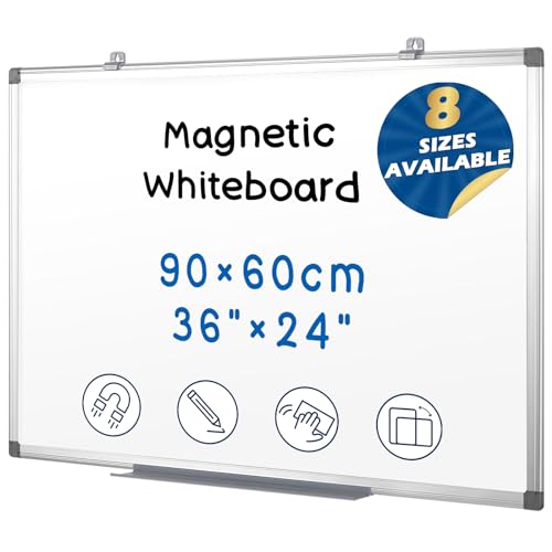 Swansea Magnettafel 90x60cm, Whiteboard Magnetisch mit Aluminium, Magnetpinnwand, Trocken Abwischbar, Magnettafeln für Büro, Schule und Küche von S SWANCROWN