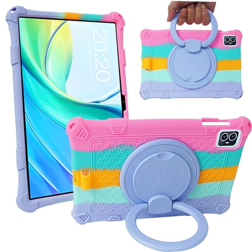 Ytaland Hülle für TECLAST M50 Pro/TECLAST M50/TECLAST M50HD Tablet 10 Zoll, [360°-Ständer] Weich Dünn Silikon Handyhülle Stoßfest Fallschutz Bumper Case Cover (Buntes Rosa) von S YTALAND