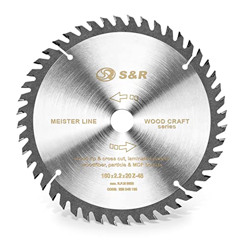 S&R Kreissägeblatt TCT Hartmetall 160mm 48-Zähne für Kappsäge, Gehrungssäge und Handkreissäge – Mehrzweck Rundsägeblatt mit Reduzierringen, Holz-Arbeit, Weichholz, Hartholz und Wood-Craft Bearbeitung S&R Kreissägeblatt TCT Hartmetall 160mm 48-Zähne für Kappsäge, Gehrungssäge und Handkreissäge – Mehrzweck Rundsägeblatt mit Reduzierringen, Holz-Arbeit, Weichholz, Hartholz und Wood-Craft Bearbeitung von S&R