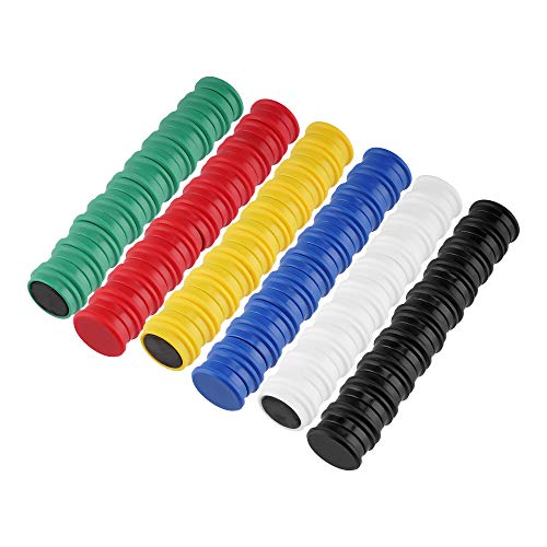 60 Magnete Bunt | Ø 24 mm | 6 Farben | Haftmagnete | Rund | extra Starke Magnete für Whiteboard - Kühlschrank - Magnettafel - Magnet - Magnetwand - Kühlschrankmagnete von S&S-Shop
