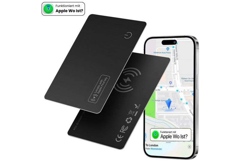S&T Design die Air Tag Karte im Kartenformat für die Brieftasche GPS-Tracker (IP68 Apple Wo Ist? (iOS) Kompatibel, GPS Ortung Wallet Tracker Karte) von S&T Design