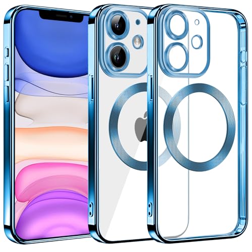 S. Dawezo Klare Magnetische Hülle für iPhone 11, kompatibel mit MagSafe Kabelloses Laden, Militärnorm Schutz, Kratzfest, Stoßfest, Schlanke Transparente Silikonhülle für iPhone 11 Hülle, Blau S. Dawezo Klare Magnetische Hülle für iPhone 11, kompatibel mit MagSafe Kabelloses Laden, Militärnorm Schutz, Kratzfest, Stoßfest, Schlanke Transparente Silikonhülle für iPhone 11 Hülle, Blau von S. Dawezo