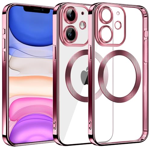 Klare Magnetische Hülle für iPhone 11, kompatibel mit MagSafe Kabelloses Laden, Militärnorm Schutz, Kratzfest, Stoßfest, Schlanke Transparente Silikonhülle für iPhone 11 Hülle, Rosa von S. Dawezo