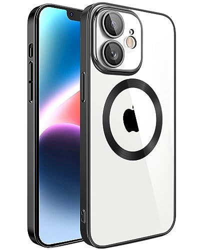 S. Dawezo Klare Magnetische Hülle für iPhone 11, kompatibel mit MagSafe Kabelloses Laden, Militärnorm Schutz, Kratzfest, Stoßfest, Schlanke Transparente Silikonhülle für iPhone 11 Hülle, Schwarz von S. Dawezo