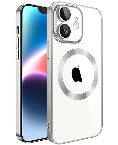 Klare Magnetische Hülle für iPhone 11, kompatibel mit MagSafe Kabelloses Laden, Militärnorm Schutz, Kratzfest, Stoßfest, Schlanke Transparente Silikonhülle für iPhone 11 Hülle, Silber von S. Dawezo