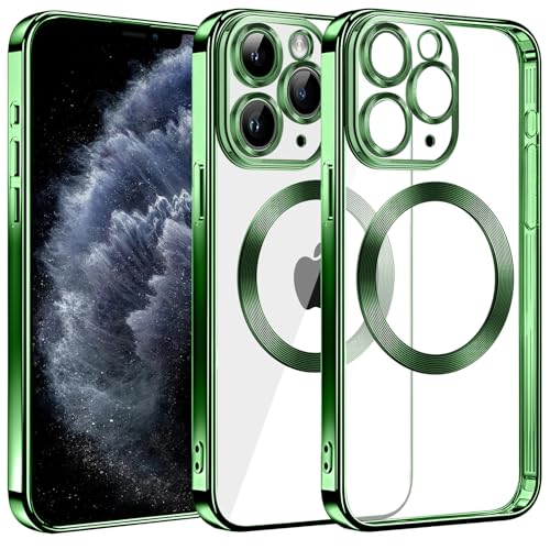 S. Dawezo Klare Magnetische Hülle für iPhone 11 Pro, kompatibel mit MagSafe Kabelloses Laden, Militärnorm Schutz, Kratzfest, Stoßfest, Schlanke Transparente Silikonhülle für iPhone 11 Pro Hülle, Grün S. Dawezo Klare Magnetische Hülle für iPhone 11 Pro, kompatibel mit MagSafe Kabelloses Laden, Militärnorm Schutz, Kratzfest, Stoßfest, Schlanke Transparente Silikonhülle für iPhone 11 Pro Hülle, Grün von S. Dawezo