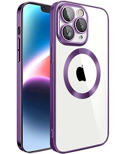 Klare Magnetische Hülle für iPhone 11 Pro Max, kompatibel mit MagSafe Kabelloses Laden, Militärnorm Schutz, Kratzfest, Stoßfest, Schlanke Transparente für iPhone 11 Pro Max Hülle, Lila von S. Dawezo