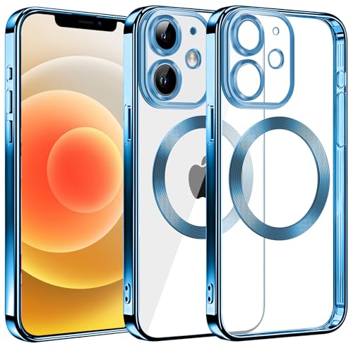 S. Dawezo Klare Magnetische Hülle für iPhone 12, kompatibel mit MagSafe Kabelloses Laden, Militärnorm Schutz, Kratzfest, Stoßfest, Schlanke Transparente Silikonhülle für iPhone 12 Hülle, Blau S. Dawezo Klare Magnetische Hülle für iPhone 12, kompatibel mit MagSafe Kabelloses Laden, Militärnorm Schutz, Kratzfest, Stoßfest, Schlanke Transparente Silikonhülle für iPhone 12 Hülle, Blau von S. Dawezo