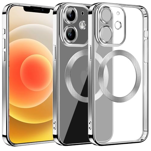 S. Dawezo Klare Magnetische Hülle für iPhone 12, kompatibel mit MagSafe Kabelloses Laden, Militärnorm Schutz, Kratzfest, Stoßfest, Schlanke Transparente Silikonhülle für iPhone 12 Hülle, Silber S. Dawezo Klare Magnetische Hülle für iPhone 12, kompatibel mit MagSafe Kabelloses Laden, Militärnorm Schutz, Kratzfest, Stoßfest, Schlanke Transparente Silikonhülle für iPhone 12 Hülle, Silber von S. Dawezo