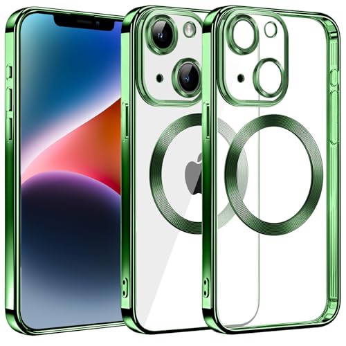 S. Dawezo Klare Magnetische Hülle für iPhone 14, kompatibel mit MagSafe Kabelloses Laden, Militärnorm Schutz, Kratzfest, Stoßfest, Schlanke Transparente Silikonhülle für iPhone 14 Hülle, Grün S. Dawezo Klare Magnetische Hülle für iPhone 14, kompatibel mit MagSafe Kabelloses Laden, Militärnorm Schutz, Kratzfest, Stoßfest, Schlanke Transparente Silikonhülle für iPhone 14 Hülle, Grün von S. Dawezo