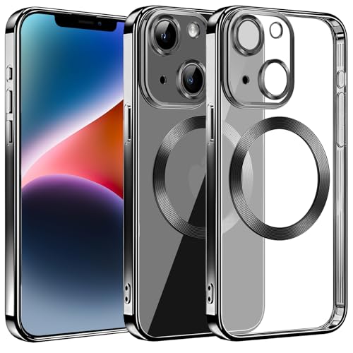 S. Dawezo Klare Magnetische Hülle für iPhone 14, kompatibel mit MagSafe Kabelloses Laden, Militärnorm Schutz, Kratzfest, Stoßfest, Schlanke Transparente Silikonhülle für iPhone 14 Hülle, Schwarz S. Dawezo Klare Magnetische Hülle für iPhone 14, kompatibel mit MagSafe Kabelloses Laden, Militärnorm Schutz, Kratzfest, Stoßfest, Schlanke Transparente Silikonhülle für iPhone 14 Hülle, Schwarz von S. Dawezo