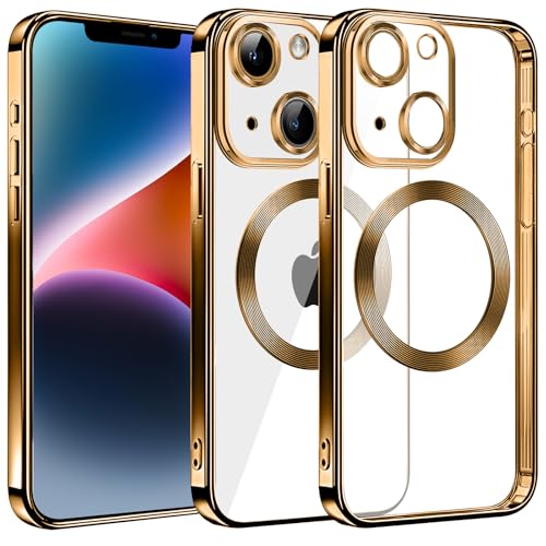 S. Dawezo Klare Magnetische Hülle für iPhone 14 Plus, kompatibel mit MagSafe, Militärnorm Schutz, Kratzfest, Stoßfest, Schlanke Transparente Silikonhülle für iPhone 14 Plus Hülle, Gold S. Dawezo Klare Magnetische Hülle für iPhone 14 Plus, kompatibel mit MagSafe, Militärnorm Schutz, Kratzfest, Stoßfest, Schlanke Transparente Silikonhülle für iPhone 14 Plus Hülle, Gold von S. Dawezo