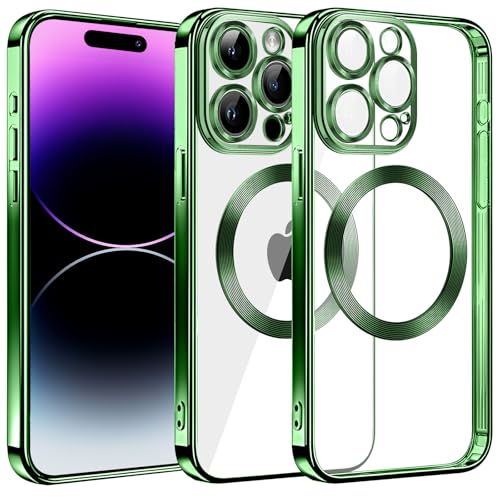 S. Dawezo Klare Magnetische Hülle für iPhone 14 Pro Max, kompatibel mit MagSafe, Militärnorm Schutz, Kratzfest, Stoßfest, Schlanke Transparente Silikonhülle für iPhone 14 Pro Max Hülle, Grün S. Dawezo Klare Magnetische Hülle für iPhone 14 Pro Max, kompatibel mit MagSafe, Militärnorm Schutz, Kratzfest, Stoßfest, Schlanke Transparente Silikonhülle für iPhone 14 Pro Max Hülle, Grün von S. Dawezo