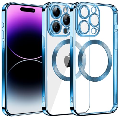 S. Dawezo Klare Magnetische Hülle für iPhone 14 Pro Max, kompatibel mit MagSafe, Militärnorm Schutz, Kratzfest, Stoßfest, Schlanke Transparente Silikonhülle für iPhone 14 Pro Max Hülle, Blau S. Dawezo Klare Magnetische Hülle für iPhone 14 Pro Max, kompatibel mit MagSafe, Militärnorm Schutz, Kratzfest, Stoßfest, Schlanke Transparente Silikonhülle für iPhone 14 Pro Max Hülle, Blau von S. Dawezo