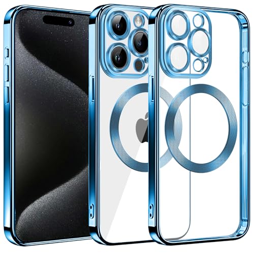 S. Dawezo Magnetisch für iPhone 15 Pro Hülle, Kompatibel mit MagSafe, Militärnorm Schutz, Kratzfest, Stoßfest, Kameraschutz, Transparente HandyHülle Case für iPhone 15 Pro, Blau S. Dawezo Magnetisch für iPhone 15 Pro Hülle, Kompatibel mit MagSafe, Militärnorm Schutz, Kratzfest, Stoßfest, Kameraschutz, Transparente HandyHülle Case für iPhone 15 Pro, Blau von S. Dawezo
