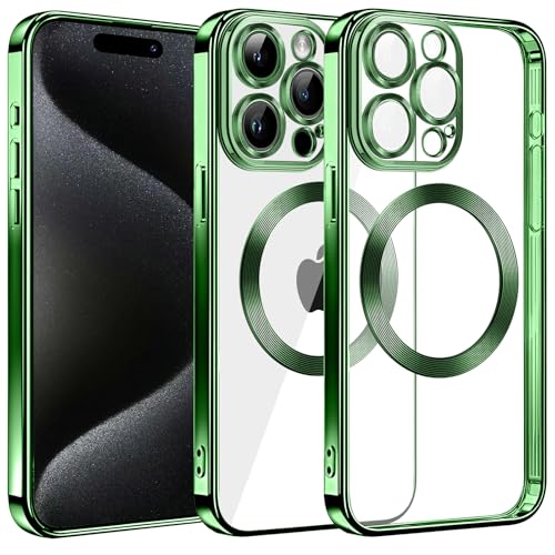 S. Dawezo Magnetisch für iPhone 15 Pro Hülle, Kompatibel mit MagSafe, Militärnorm Schutz, Kratzfest, Stoßfest, Kameraschutz, Transparente HandyHülle Case für iPhone 15 Pro, Grün S. Dawezo Magnetisch für iPhone 15 Pro Hülle, Kompatibel mit MagSafe, Militärnorm Schutz, Kratzfest, Stoßfest, Kameraschutz, Transparente HandyHülle Case für iPhone 15 Pro, Grün von S. Dawezo