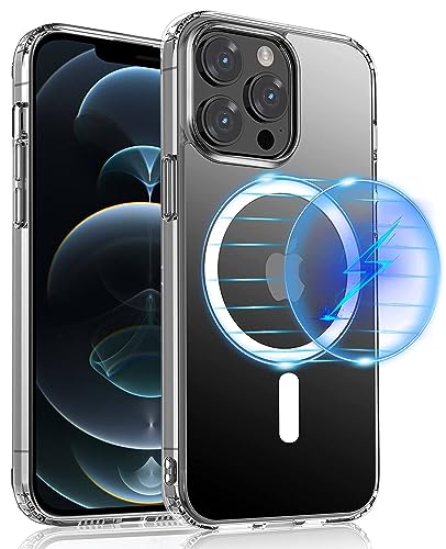 Magnetische hülle für iPhone 12/12 Pro, Magnetic Wireless Charging, Militärschutz, Anti Yellow Kratzfest, Stoßfest, Schlank Transparent Handyhülle kompatibel mit iPhone 12/12 Pro von S. Dawezo