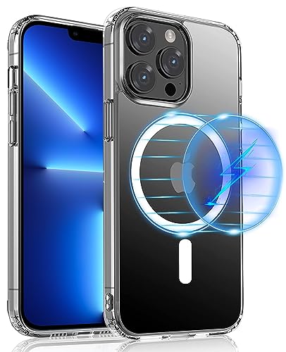 S. Dawezo Magnetische hülle für iPhone 13 Pro Max, Magnetic Wireless Charging, Militärschutz, Anti Yellow Kratzfest, Stoßfest, Schlank Transparent Handyhülle kompatibel mit iPhone 13 Pro Max von S. Dawezo