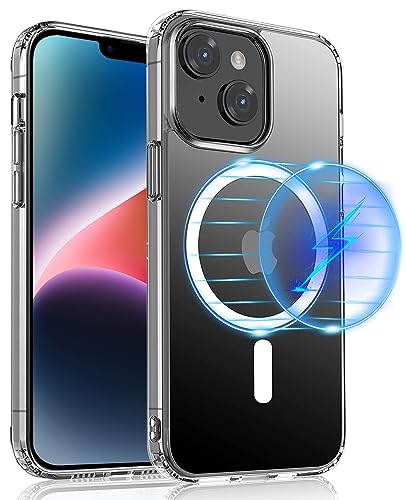 S. Dawezo Magnetische hülle für iPhone 14 Plus, Magnetic Wireless Charging, Militärschutz, Anti Yellow Kratzfest, Stoßfest, Schlank Transparent Handyhülle kompatibel mit iPhone 14 Plus von S. Dawezo