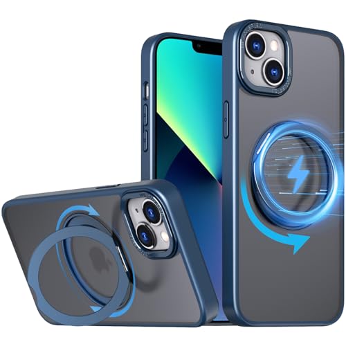 S. Dawezo 360° Magnetischer Ring Ständer für iPhone 13/14 Hülle 6,1 Zoll, Kompatibel mit Magsafe, Anti-Fingerabdruck, Stoßfest und Kratzfest Matte Handyhülle für iPhone 13/14 - Dunkelblau S. Dawezo 360° Magnetischer Ring Ständer für iPhone 13/14 Hülle 6,1 Zoll, Kompatibel mit Magsafe, Anti-Fingerabdruck, Stoßfest und Kratzfest Matte Handyhülle für iPhone 13/14 - Dunkelblau von S. Dawezo