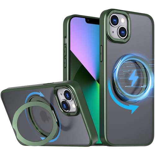 S. Dawezo 360° Magnetischer Ring Ständer für iPhone 13/14 Hülle 6,1 Zoll, Kompatibel mit Magsafe, Anti-Fingerabdruck, Stoßfest und Kratzfest Matte Handyhülle für iPhone 13/14 - Grün S. Dawezo 360° Magnetischer Ring Ständer für iPhone 13/14 Hülle 6,1 Zoll, Kompatibel mit Magsafe, Anti-Fingerabdruck, Stoßfest und Kratzfest Matte Handyhülle für iPhone 13/14 - Grün von S. Dawezo