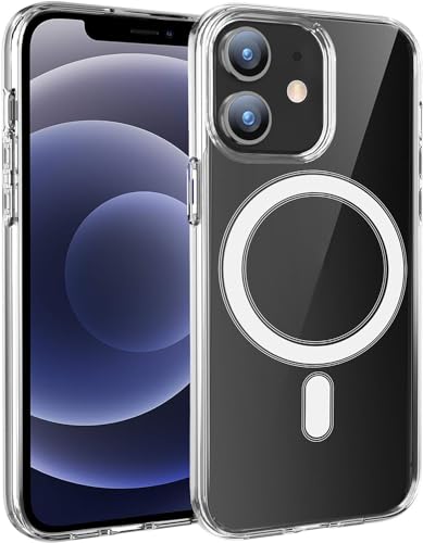 S. Dawezo Clear Magnetisch für iPhone 12 Mini Hülle, Kompatibel mit Magsafe, Soft Silikon TPU Bumper Cover, Militärqualität Fallfestes und Anti-Gelb HandyHülle für iPhone 12 Mini von S. Dawezo