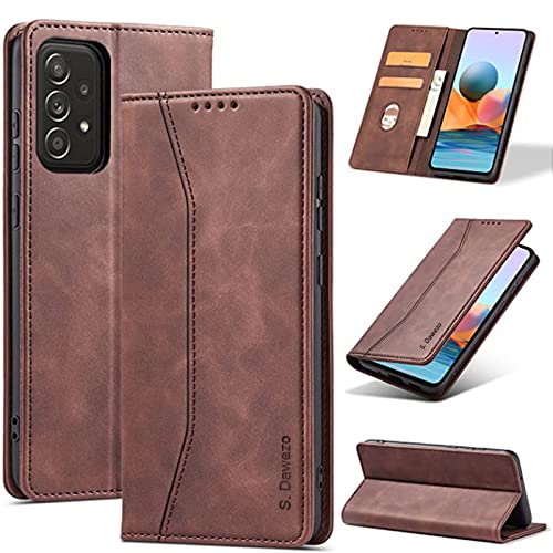 S. Dawezo Handyhülle für Samsung Galaxy A72,Samsung Galaxy A72 Hülle, Premium Leder Flip [Klappbare][Stoßfeste][Magnetische][Standfunktion][Kartenfächern] Schutzhülle Tasche- Kaffee von S. Dawezo