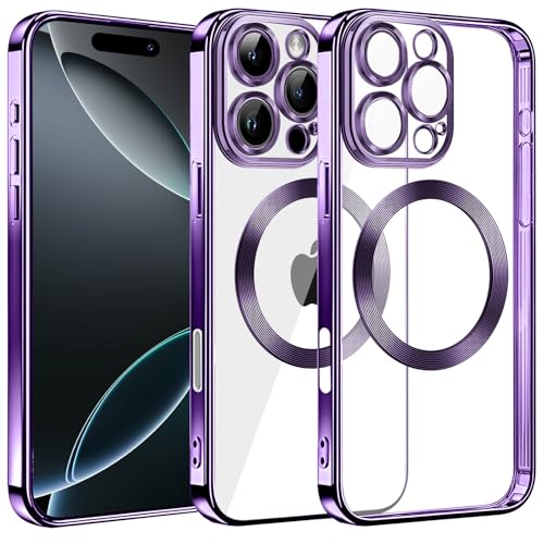 S. Dawezo für iPhone 16 Pro Hülle 6,1 Zoll, Kompatibel mit MagSafe, Kameraschutz Vollständiger, Anti-Vergilbung, Kratzfest, Stoßfest, Durchsichtig Magnetisch Handyhülle für iPhone 16 Pro, Lila S. Dawezo für iPhone 16 Pro Hülle 6,1 Zoll, Kompatibel mit MagSafe, Kameraschutz Vollständiger, Anti-Vergilbung, Kratzfest, Stoßfest, Durchsichtig Magnetisch Handyhülle für iPhone 16 Pro, Lila von S. Dawezo