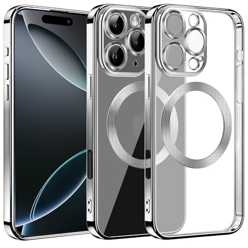 S. Dawezo für iPhone 16 Pro Hülle 6,1 Zoll, Kompatibel mit MagSafe, Kameraschutz Vollständiger, Anti-Vergilbung, Kratzfest, Stoßfest, Durchsichtig Magnetisch Handyhülle für iPhone 16 Pro, Silber S. Dawezo für iPhone 16 Pro Hülle 6,1 Zoll, Kompatibel mit MagSafe, Kameraschutz Vollständiger, Anti-Vergilbung, Kratzfest, Stoßfest, Durchsichtig Magnetisch Handyhülle für iPhone 16 Pro, Silber von S. Dawezo