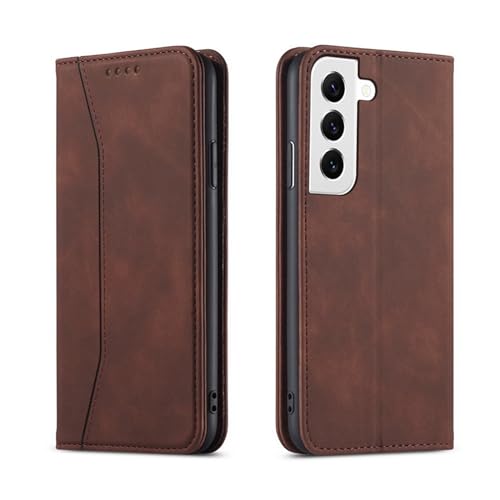 S. Dawezo für Samsung Galaxy S21 FE 5G PU Leder Hülle Magnetische Flip Case mit Klappbar Standfunktion Leather Kartenfach Wallet Handyhülle für Samsung Galaxy S21 FE,Kaffee von S. Dawezo