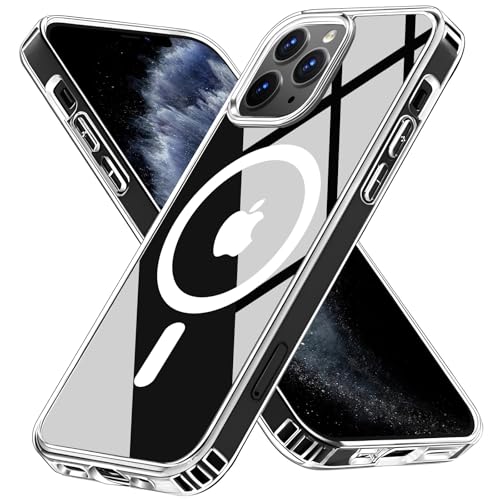 S. Dawezo für iPhone 11 Pro Hülle, Kompatibel mit Magsafe, [TOP N52 Starke Magnete] Anti-Vergilbung, Militärnorm Schutz, Kratzfest Stoßfest Magnetisch Handyhülle für iPhone 11 Pro, Transparent von S. Dawezo