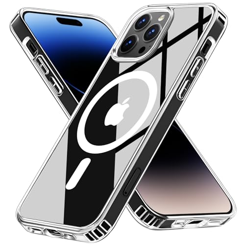 S. Dawezo für iPhone 14 Pro Max Hülle, Kompatibel mit Magsafe, [TOP N52 Starke Magnete] Anti-Vergilbung, Militärnorm Schutz, Kratzfest Stoßfest Magnetisch Handyhülle für iPhone 14 Pro Max, Transparent von S. Dawezo