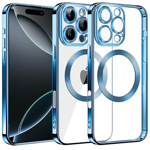 S. Dawezo für iPhone 16 Pro Max Hülle 6,9 Zoll, Kompatibel mit MagSafe, Kameraschutz Vollständiger, Kratzfest, Stoßfest, Durchsichtig Magnetisch Handyhülle für iPhone 16 Pro Max, Blau S. Dawezo für iPhone 16 Pro Max Hülle 6,9 Zoll, Kompatibel mit MagSafe, Kameraschutz Vollständiger, Kratzfest, Stoßfest, Durchsichtig Magnetisch Handyhülle für iPhone 16 Pro Max, Blau von S. Dawezo