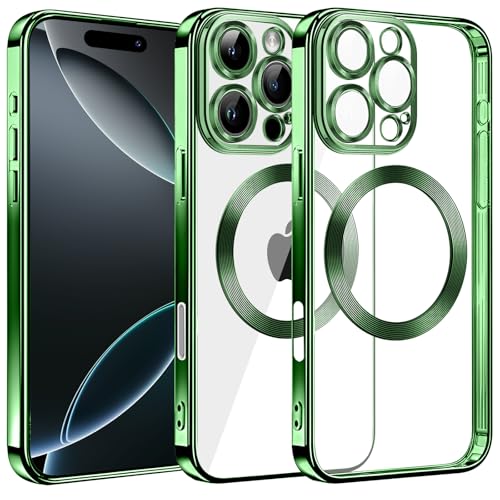 S. Dawezo für iPhone 16 Pro Max Hülle 6,9 Zoll, Kompatibel mit MagSafe, Kameraschutz Vollständiger, Kratzfest, Stoßfest, Durchsichtig Magnetisch Handyhülle für iPhone 16 Pro Max, Grün S. Dawezo für iPhone 16 Pro Max Hülle 6,9 Zoll, Kompatibel mit MagSafe, Kameraschutz Vollständiger, Kratzfest, Stoßfest, Durchsichtig Magnetisch Handyhülle für iPhone 16 Pro Max, Grün von S. Dawezo