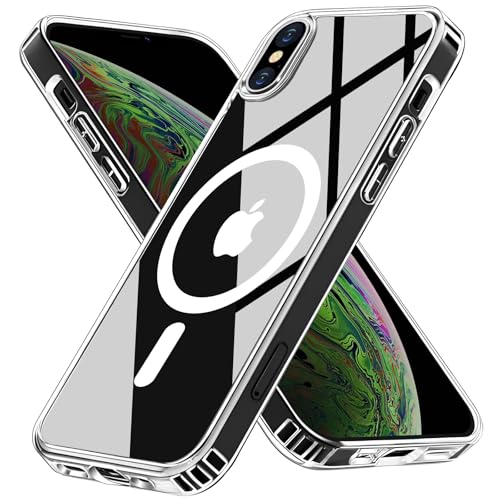 S. Dawezo für iPhone XS Max Hülle, Kompatibel mit Magsafe, [TOP N52 Starke Magnete] Anti-Vergilbung, Militärnorm Schutz, Kratzfest Stoßfest Magnetisch Handyhülle für iPhone XS Max, Transparent von S. Dawezo