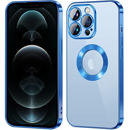 S.Dawezo Klare Hülle für iPhone 12 Pro,mit Kameraschutz Kratzfest Stoßfeste Schlanke Schutzhülle Weich Silikon Bumper Case vergilbungsbeständige Handyhülle iPhone Transparent-Blau von S. Dawezo