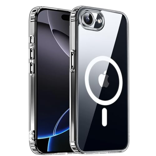 S. Tedazo Magnetische Schutzhülle für iPhone 16e, kompatibel mit MagSafe, vergilbt nicht und militärischer Schutz, ultradünne, stoßfeste Handyhülle für iPhone 16e, transparent von S. Tedazo