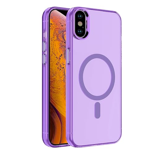 S. Tedazo Magnetische Schutzhülle für iPhone Xs Max (6,5 Zoll), kompatibel mit Magsafe, [vergilbt nicht], schlanke, dünne, stoßfeste iPhone Xs Max Hülle, Lila von S. Tedazo