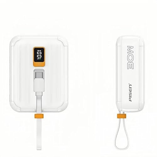 PISEN Power Bank 30W, 10000mAh Mini Fast Charging Powerbank Schnellladefunktion Portable Charger USB C Zwei Eigenkablen für iPhone, Galaxy, Xiaomi, MacBook, iPad und mehr PISEN Power Bank 30W, 10000mAh Mini Fast Charging Powerbank Schnellladefunktion Portable Charger USB C Zwei Eigenkablen für iPhone, Galaxy, Xiaomi, MacBook, iPad und mehr von S.E.E.