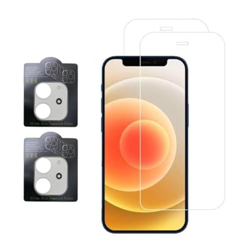 SAADAT Schutzfolie für iPhone 12| 6,1 Zoll | 2x Schutz Glas | 2x Kamera Schutzglas | HD Klar | 4 Stück von SAADAT