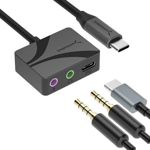 SABRENT AU-PACM USB Typ-C auf 3,5 mm Audio-Adapter mit 100 W PD, externe USB-C-Soundkarte für Headset, Mikrofon, Lautsprecher, Stereo-Ausgang, 24-Bit, 96 kHz, kompatibel mit Laptop, Tablet, Smartphone SABRENT AU-PACM USB Typ-C auf 3,5 mm Audio-Adapter mit 100 W PD, externe USB-C-Soundkarte für Headset, Mikrofon, Lautsprecher, Stereo-Ausgang, 24-Bit, 96 kHz, kompatibel mit Laptop, Tablet, Smartphone von SABRENT