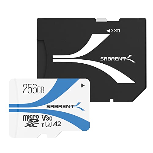 SABRENT Micro SD Karte 256GB V30, SD Karte UHS-I A2, speicherkarte MicroSDXC, Class 10, U3, Full HD & 8K UHD Karte, Biz zu 100MB/s (SD-MQ30-256) von SABRENT