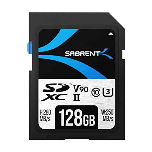 SABRENT SD Karte 128GB v90, sdxc Card uhs ii, SD Speicherkarte Class 10, u3, R280MB/s W250MB/s Full HD Ultra 8K (SD-TL90-128GB) von SABRENT