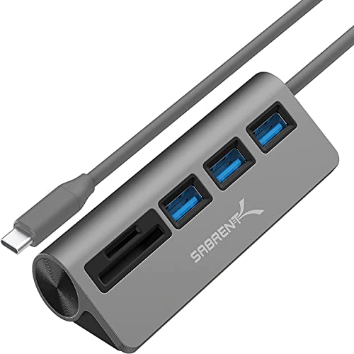 SABRENT USB C Adapter, USB C 3.2 Gen1 hub, USB verteiler mehrfach, USB c verlängerung Docking Station mit | 3 USB-C 3.0 HUB | SD/Micro SD kartenleser, für PS5, Gaming PC, USB Stick, MacBook (HB-U3CR) von SABRENT