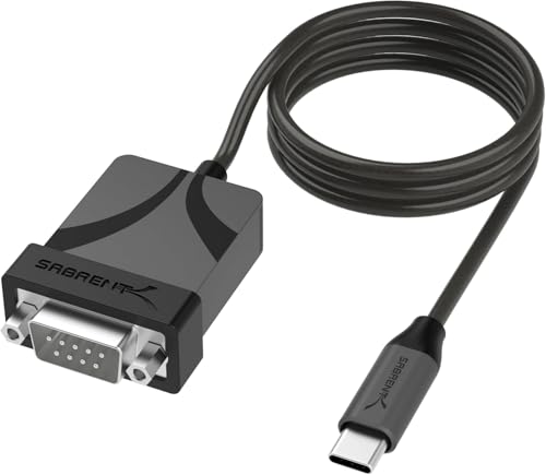 SABRENT USB-C Seriell Adapter, USB Typ C auf DB9 Serial RS232 Adapterkabel, Prolific PL2303GS Chipsatz, USB 2.0, 1bps-12Mbps Baudrate, für POS-Terminals, Modems, GPS, Geräte, 90 cm (CB-D9C3) von SABRENT