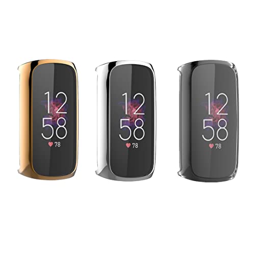 3 Stück Hülle für Fitbit Luxe Schutzhülle Weich Silikonhülle Abdeckung Stoßfest Schutz Tasche Kompatibel mit Fitbit Luxe (3PCS-D) von SABSEN